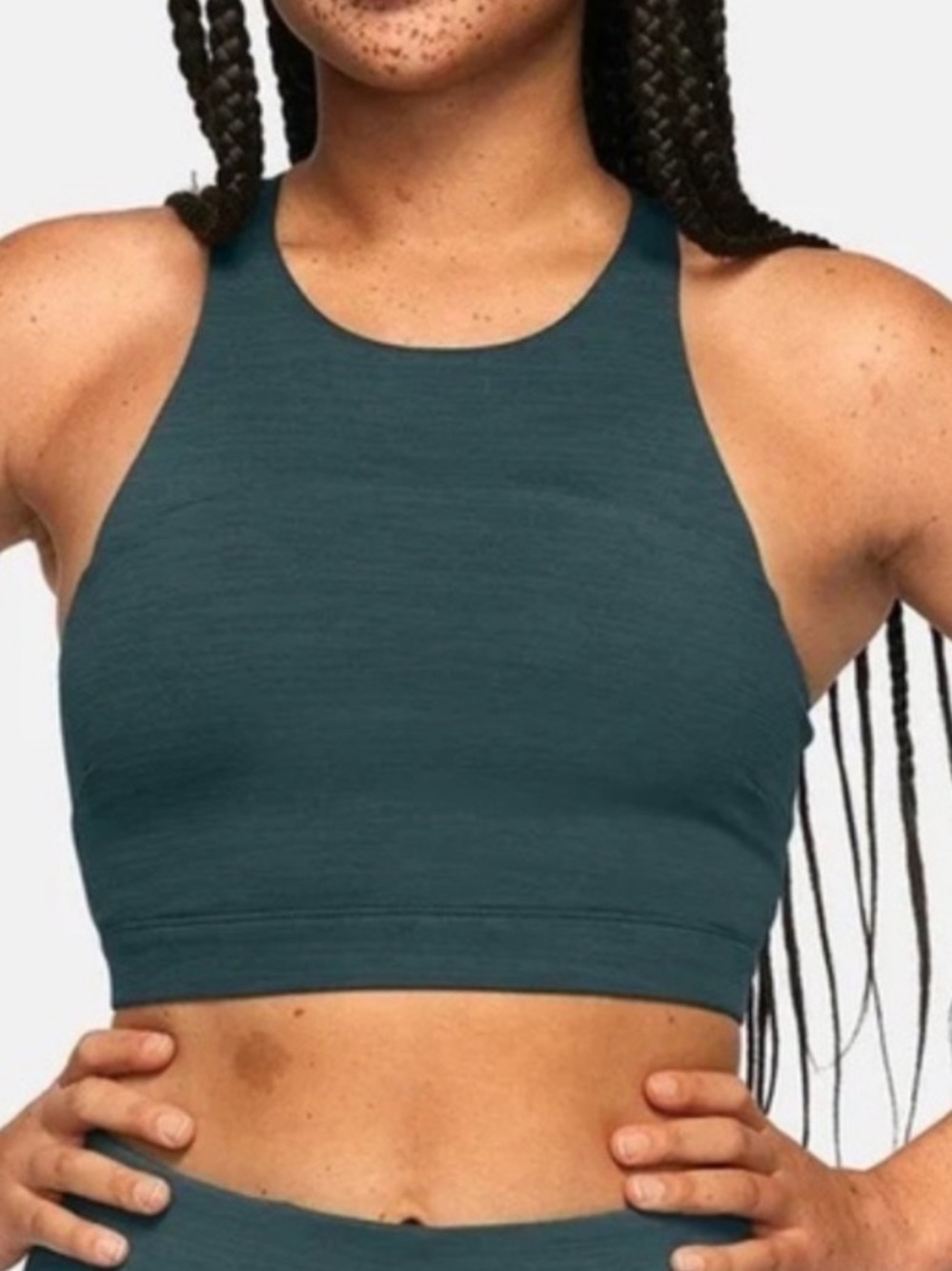 Outdoor Voices Tech Sweat Crop Top Longline Evergreen Sports Bra